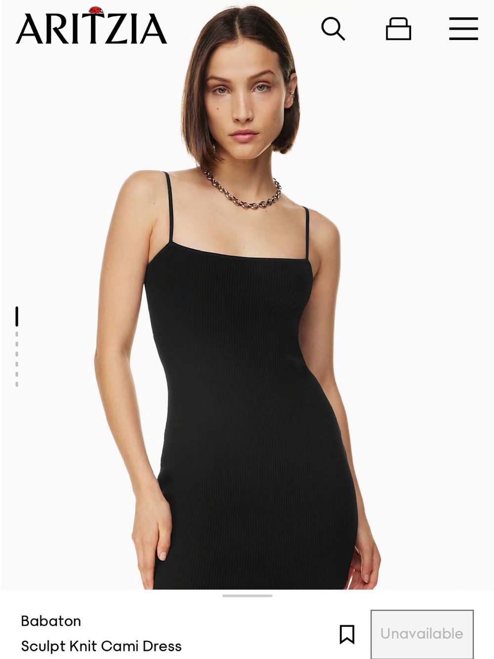 Aritzia Babaton Slim Ribbed Cami Dress - Black